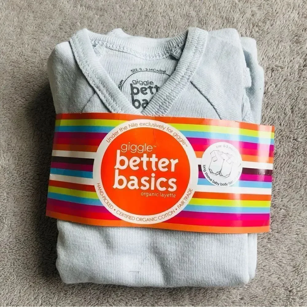 Under The Nile for Giggle Organic Cotton Long sleeve Baby Bodysuit Layette set
